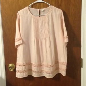 Crochet Detail Pintuck Blouse